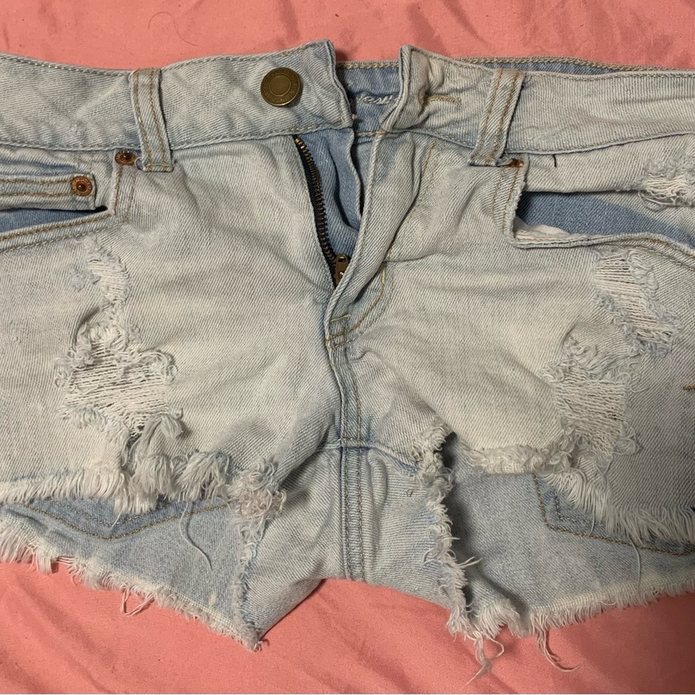 American Eagle Blue Distressed Jean Shorts